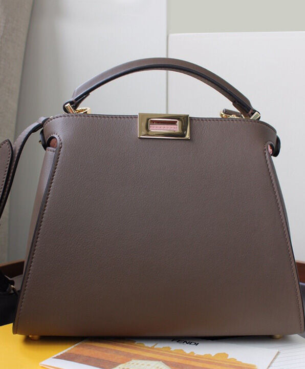 Fendi Peekaboo Iconic Essentially Leather Bag 8BN302 Coffee